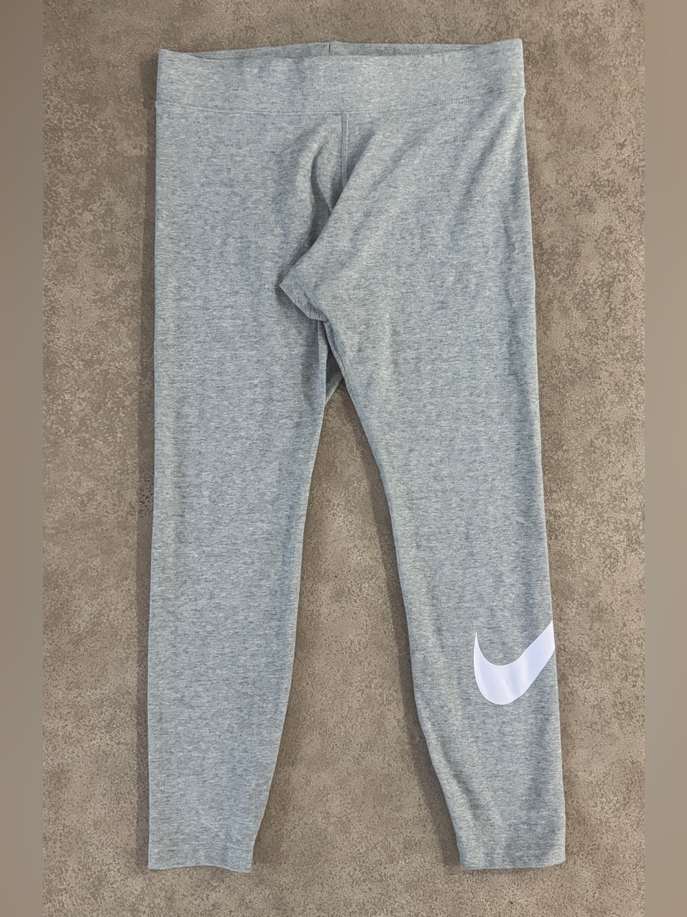 Nike Women's Gray Cropped Leggings White Swoosh Cotton Blend Size Large